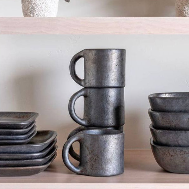 Handmade Metallic Black Mug