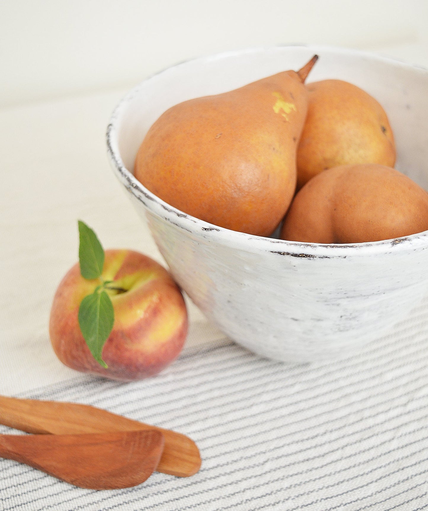 Tall Serving Bowl-Dark Brown Rim