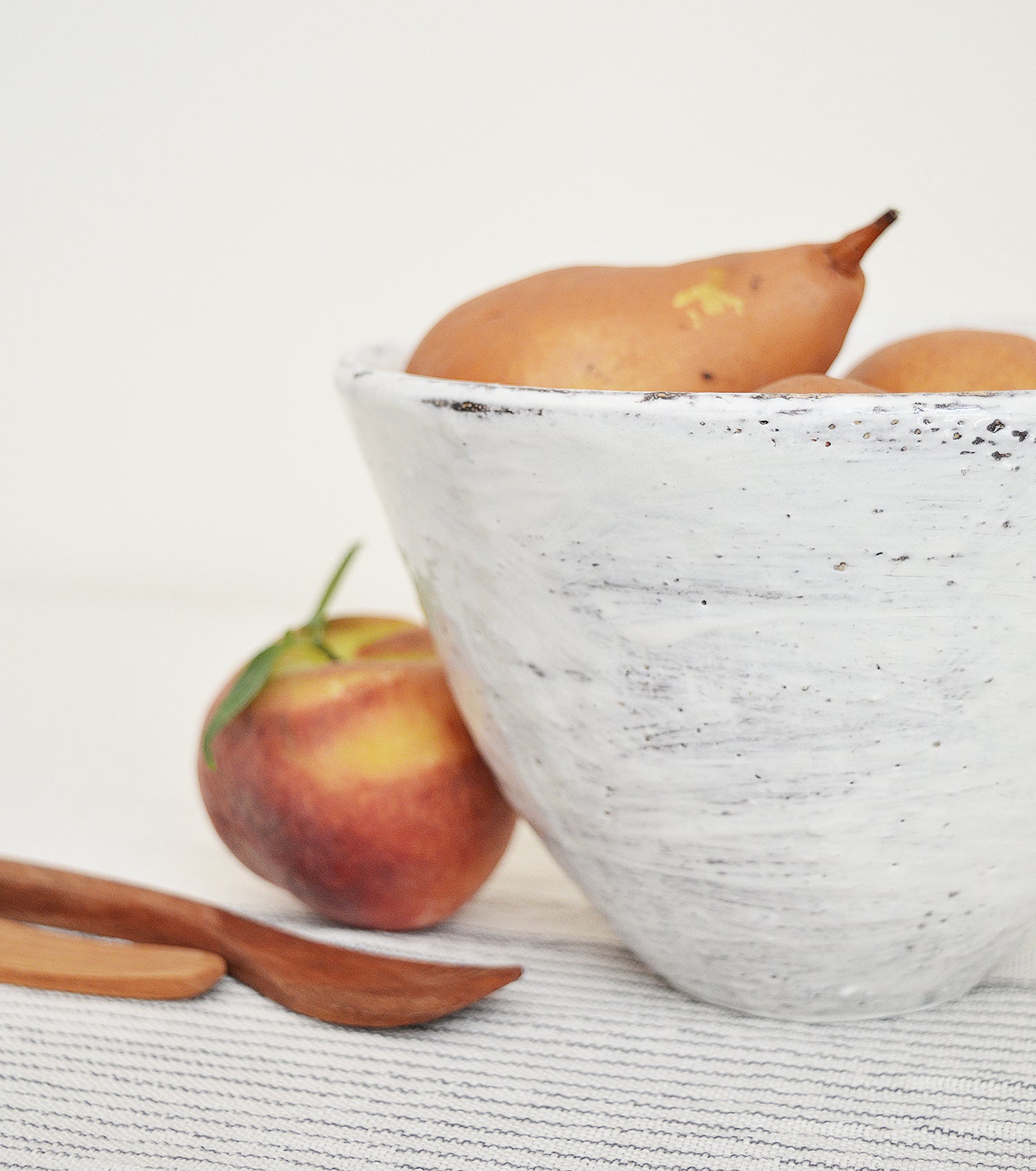 Tall Serving Bowl-Dark Brown Rim