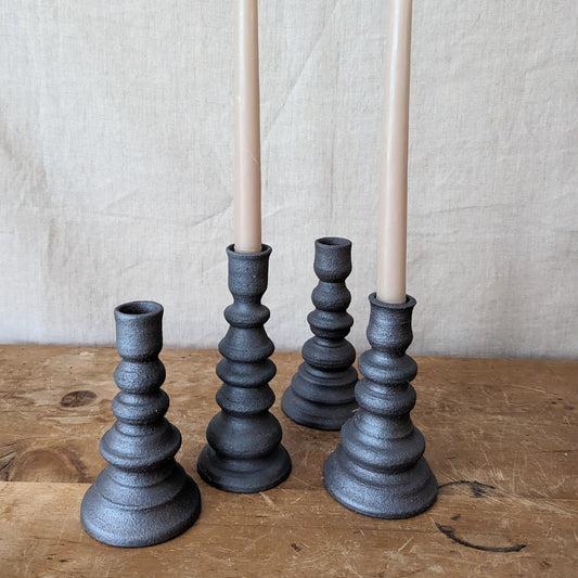 Handmade Ceramic Candlesticks - Iron Oxide