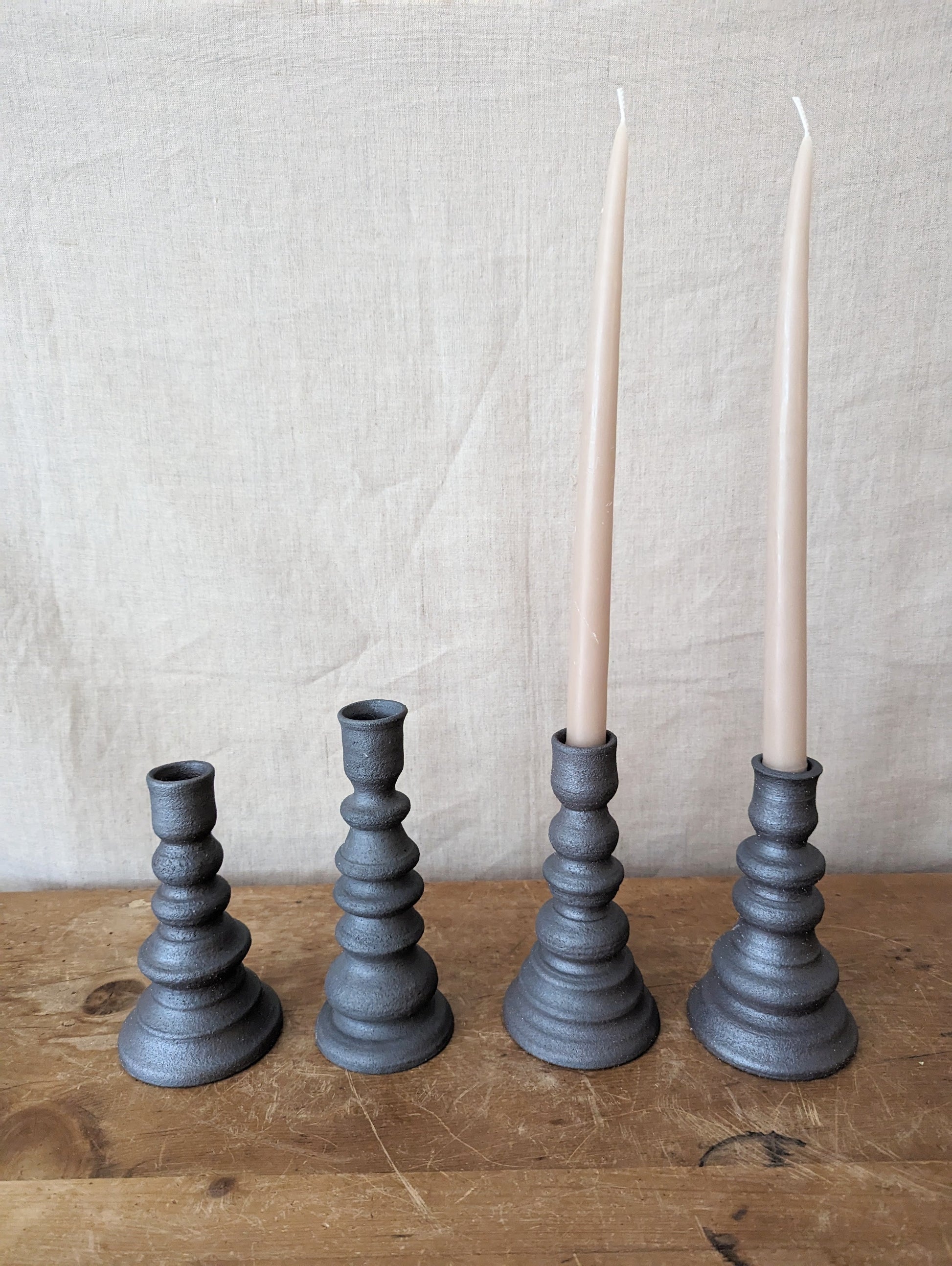 Handmade Ceramic Candlesticks - Iron Oxide