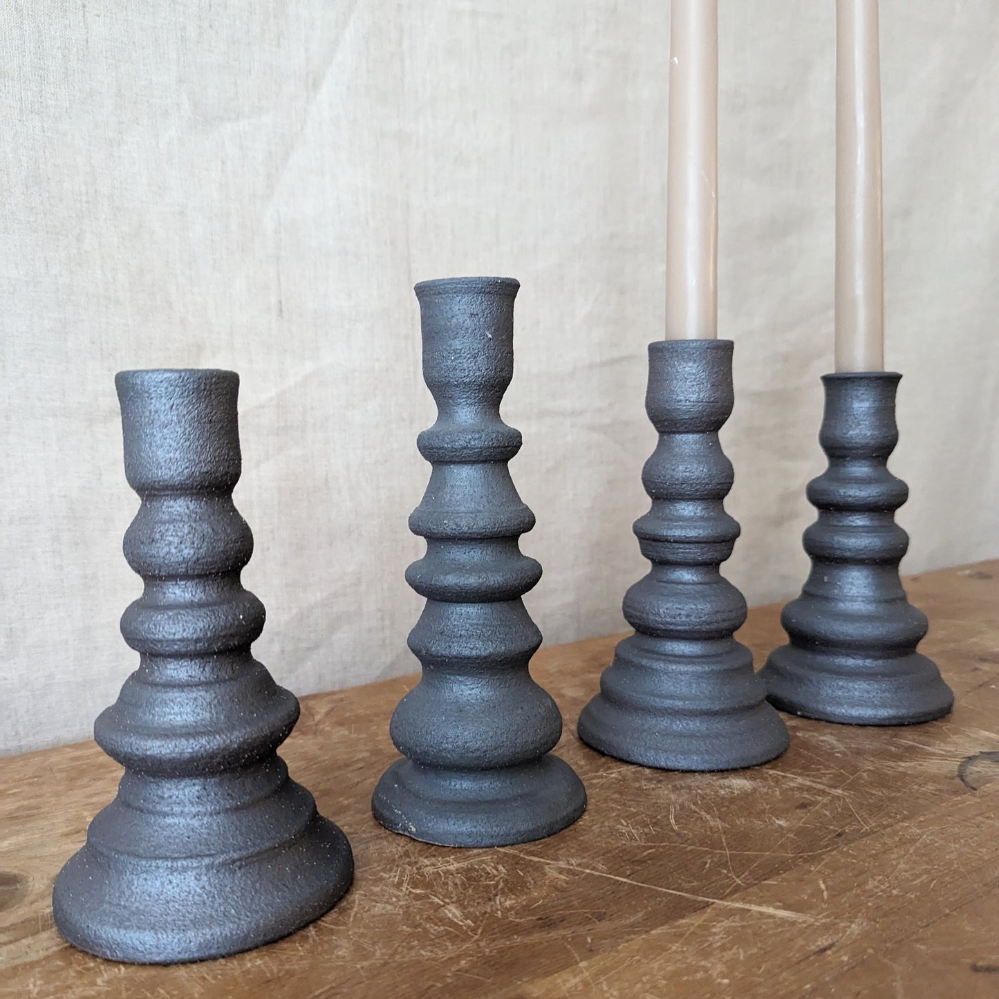 Handmade Ceramic Candlesticks - Iron Oxide