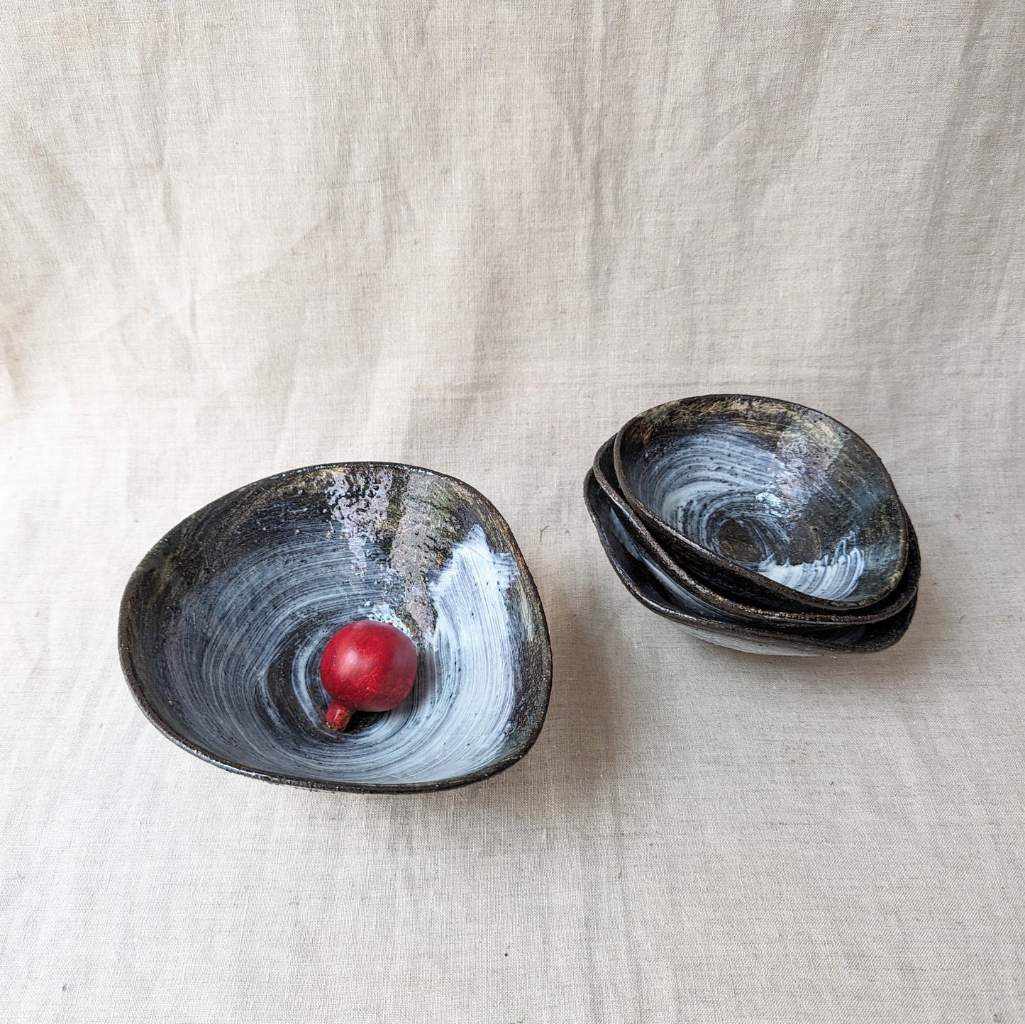 Black and White Brushstroke Bowls - Assorted sizes