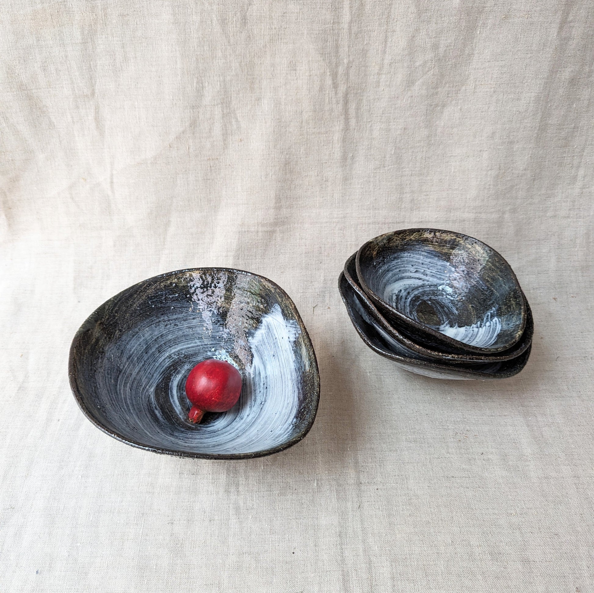 Black and White Brushstroke Bowls - Assorted sizes