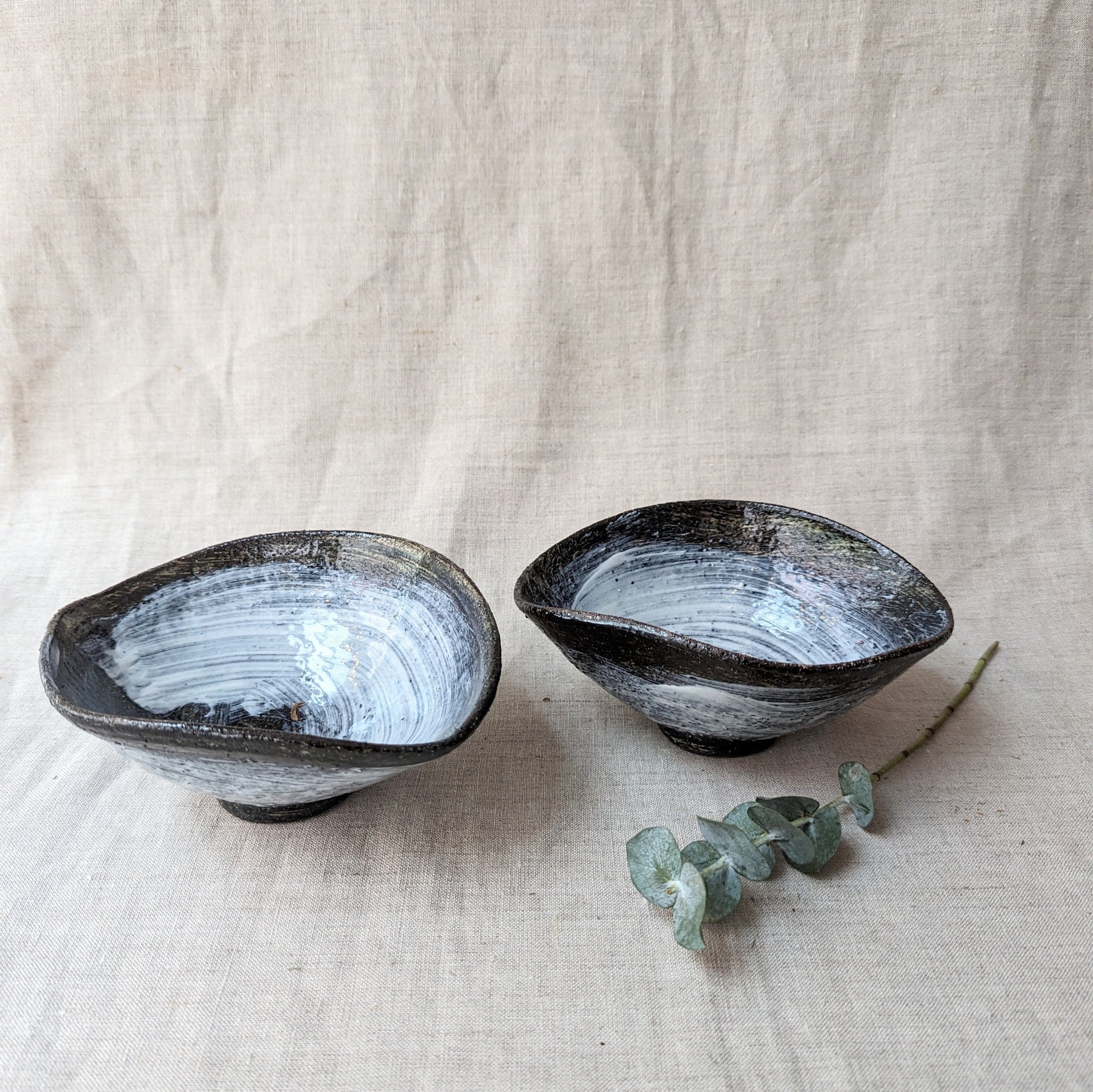 Black and White Brushstroke Bowls - Assorted sizes