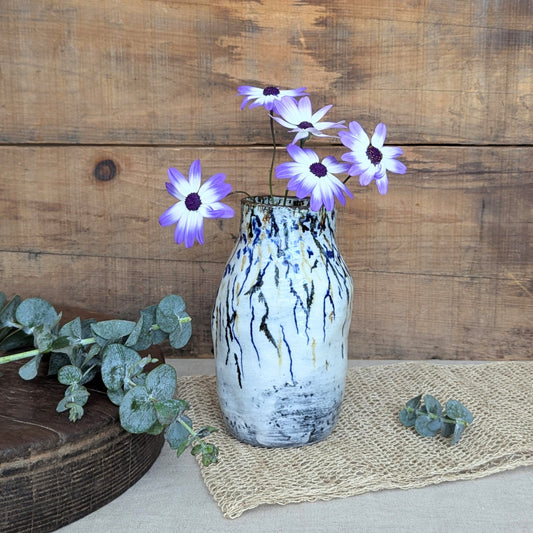 Short Handmade Ceramic Vase - Vines